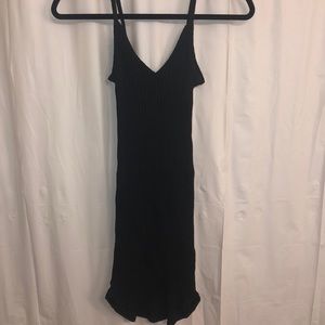 Ribbed Short Black Dress